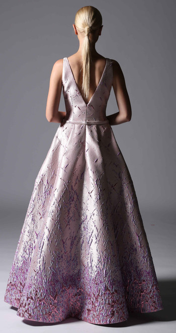 Shop Divina By Edward Arsouni Sleeveless Jacquard A-line Ball Gown