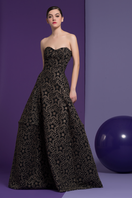 Isabel Sanchis Black Strapless Elina Gown