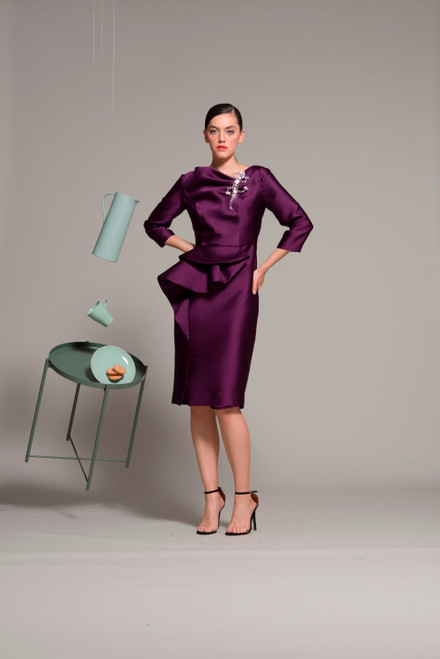Isabel Sanchis 3/4 Sleeve Peplum Cocktail Dress