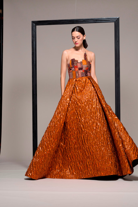 Shop Isabel Sanchis Strapless Illusion A-line Evening Gown