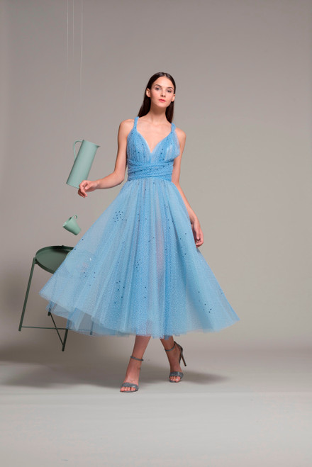 Isabel Sanchis Sleeveless Pleated A-line Midi-tea Dress