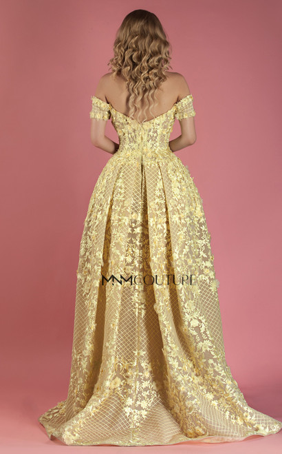 Shop Mnm Couture Off The Shoulder Yellow Floral Evening Gown
