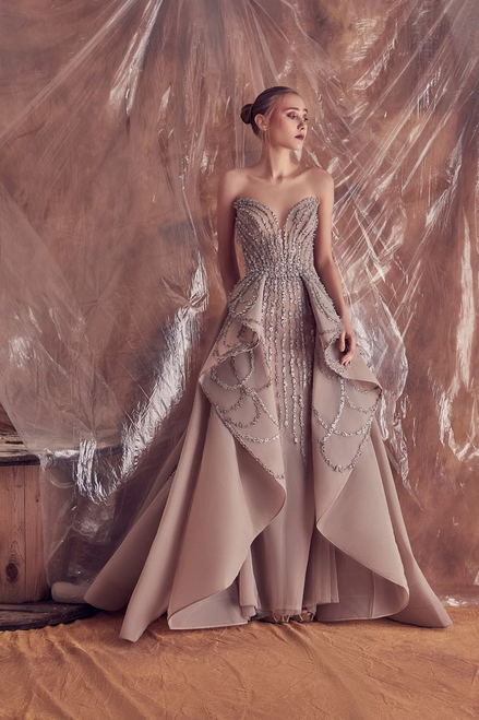 Gatti Nolli By Marwan Julietta Strapless Illusion Gown