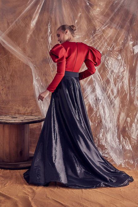 Shop Gatti Nolli By Marwan Micaela Long Sleeve Sequin Gown