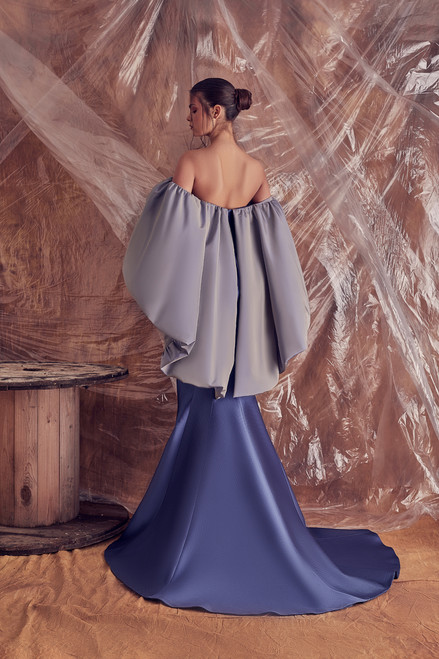 Shop Gatti Nolli By Marwan Manuela Off Shoulder Cape Mermaid Gown