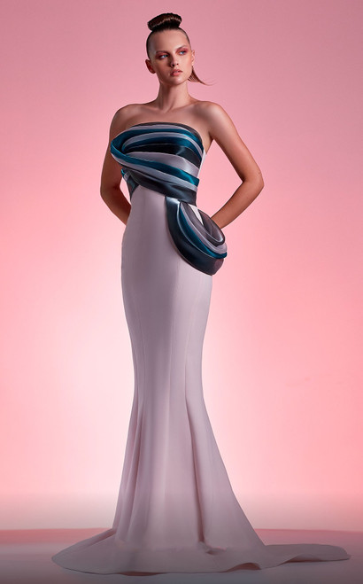 Gaby Charbachy Multi- Color Strapless Gown