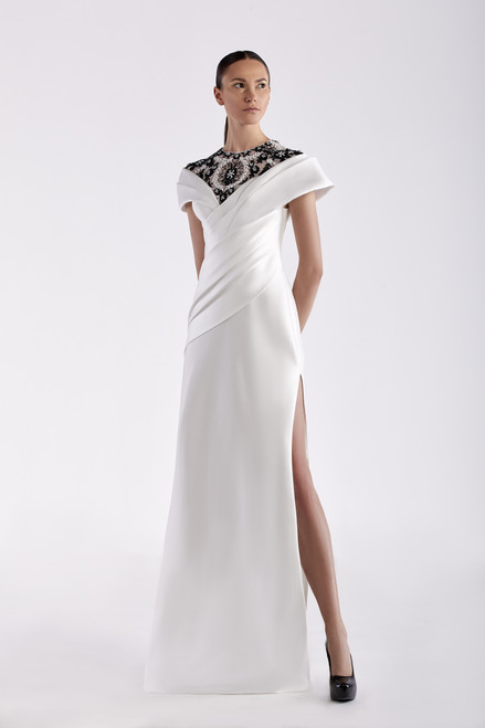 Edward Arsouni Embroidered Faille Gown