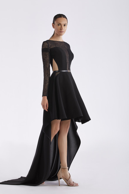 Edward Arsouni Lace And Crepe Cocktail Dress
