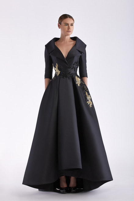 Edward Arsouni A-line Embroidered Faille Gown