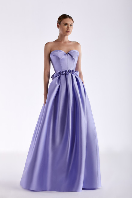 Edward Arsouni Strapless Sweetheart Neck Faille Gown