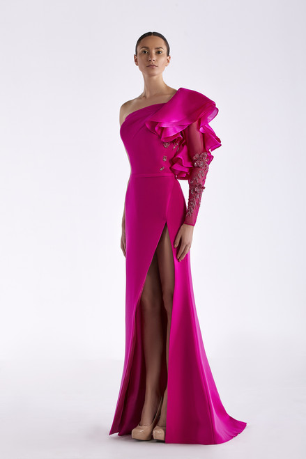 Edward Arsouni Crepe And Mousseline Gown