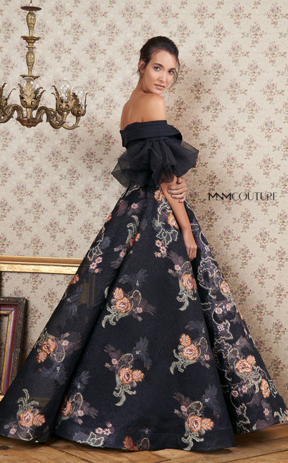 Shop Mnm Couture Off Shoulder Short Sleeve Floral Gown