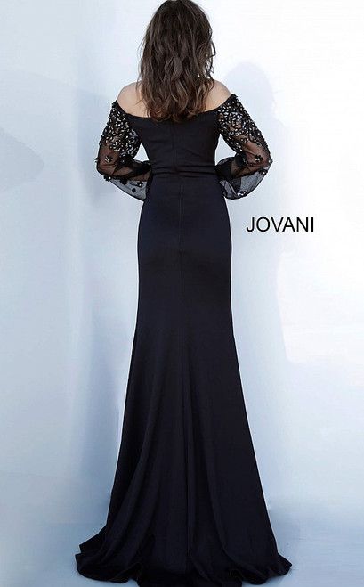 Shop Jovani Beaded Long Sleeve Evening Gown