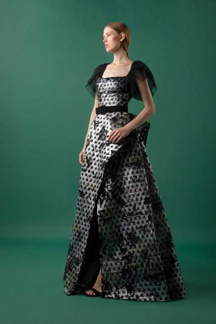 Shop Gemy Maalouf Square Patterned Gown