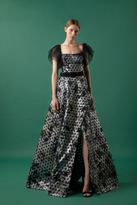 Gemy Maalouf Square Patterned Gown