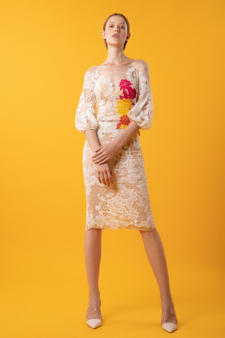 Shop Gemy Maalouf Floral Lace Top And Skirt