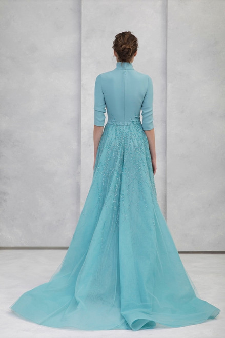 Shop Tony Ward Crepe High Neck Tulle Gown