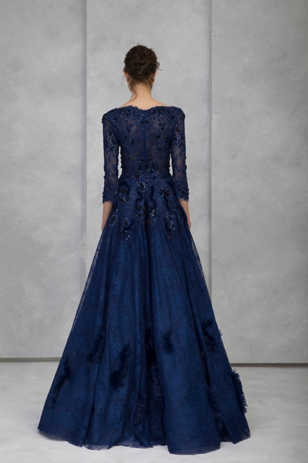 Shop Tony Ward Hand-embroidered ¾ Sleeve Lace Gown