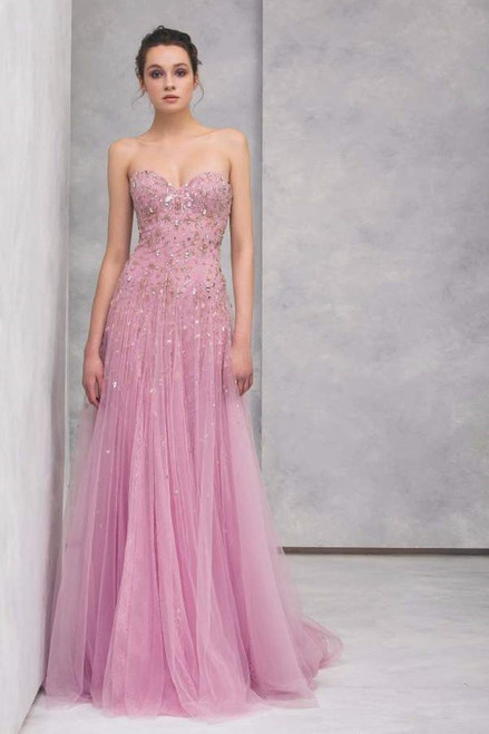 Shop Tony Ward Strapless Lace Gown