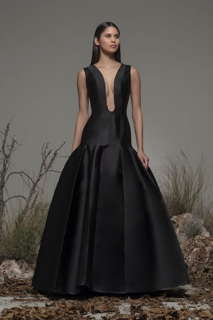 Isabel Sanchis Beverino Plunging Neck Gown