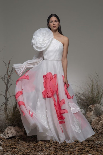 Shop Isabel Sanchis Bernezzo One Shoulder Floral Gown