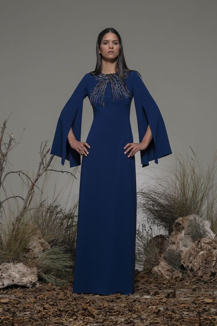 Isabel Sanchis Baradili Cape Sleeve Gown