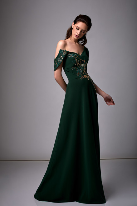 Edward Arsouni Embroidered Crepe Gown