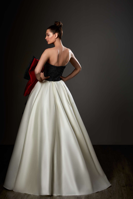 Shop Ziad Germanos Strapless Exaggerated Bow A-line Gown