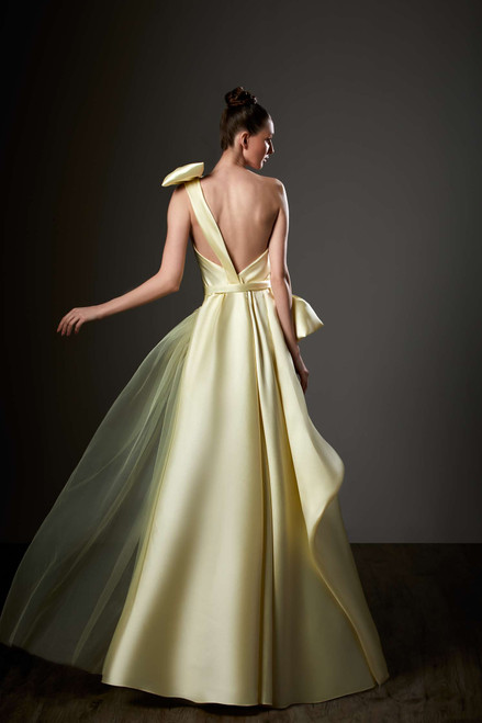 Shop Ziad Germanos One Shoulder Micado And Tulle Gown