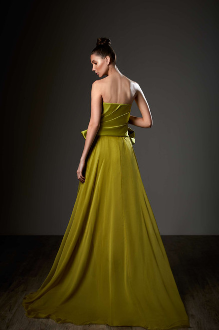 Shop Ziad Germanos Exaggerated Bow Strapless Gown