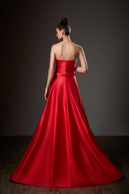 Shop Ziad Germanos Sweetheart Neck Draped A-line Slit Gown