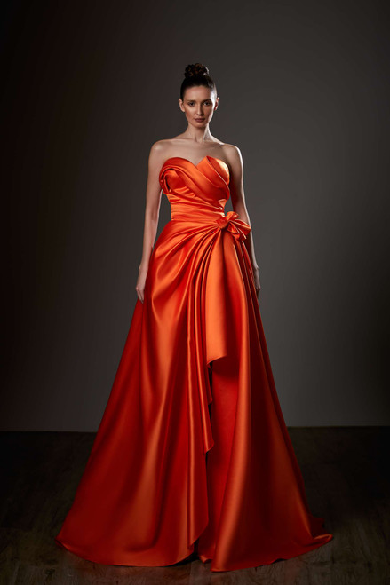 Ziad Germanos Sculpted Sweetheart Neck Gown