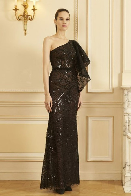 Shop Georges Hobeika One Shoulder Beaded Tulle Gown