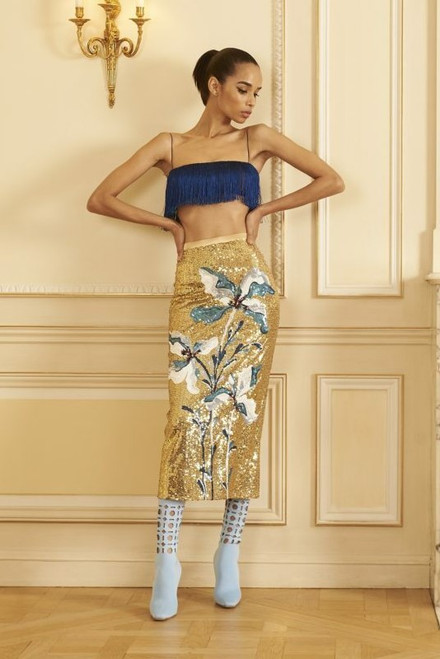 Shop Georges Hobeika Embroidered Top And Pencil Skirt