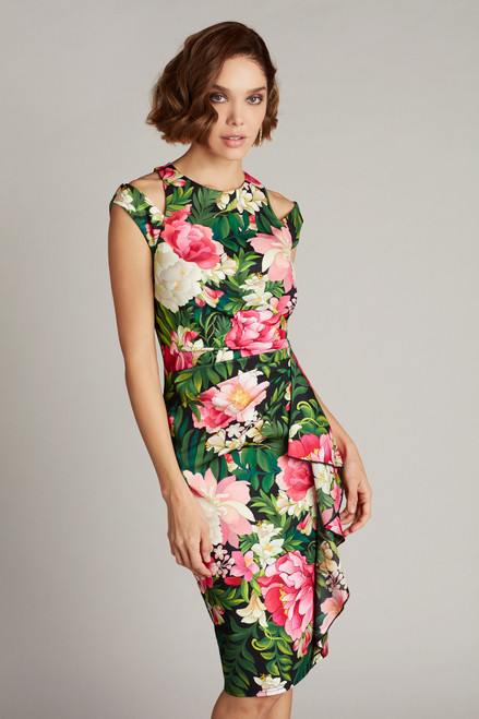 Shop Tadashi Shoji Cold Shoulder Floral Print Dress