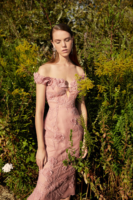 Azalea Dusty Pink Embroidered Dress – Lace & Beads