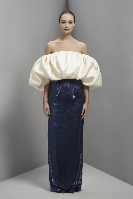 Shop Khoon Hooi Laura Off Shoulder Taffeta And Velvet Gown