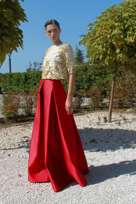 Edward Arsouni Beaded Top And Satin Skirt