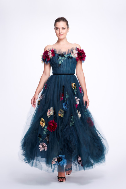 Marchesa Couture Off-the-Shoulder Tulle Tea Length Gown - District 5 ...