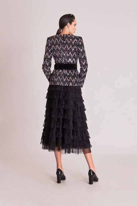 Shop Gatti Nolli By Marwan Long Sleeve Embellished Top And Tiered Skirt