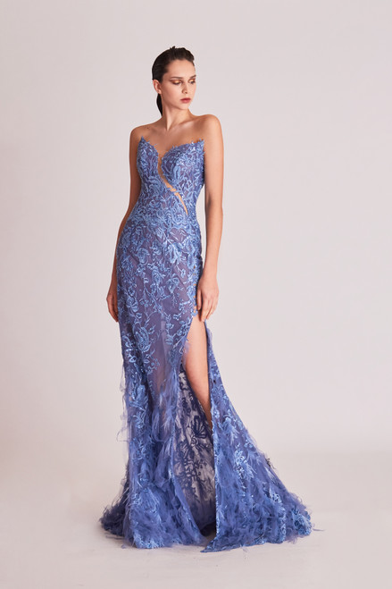 Shop Gatti Nolli By Marwan Strapless Fit And Flare Slit Gown