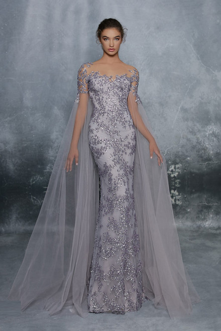 Tarik Ediz Amelie Embroidered Tulle Gown