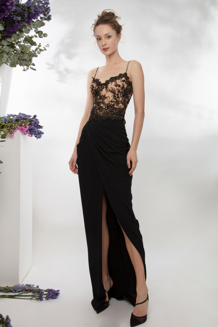 Gemy Maalouf Lace Corset-like Top And Draped Skirt