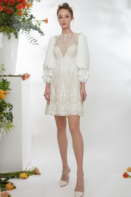 Gemy Maalouf Fully Embroidered Short Dress