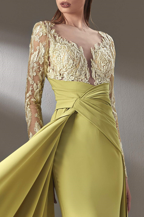 Long Sleeve Draped Gown