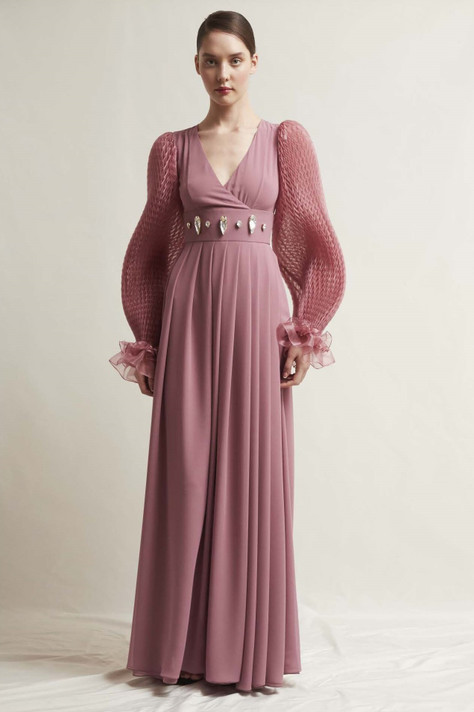 Isabel Long Sleeve Georgette Gown