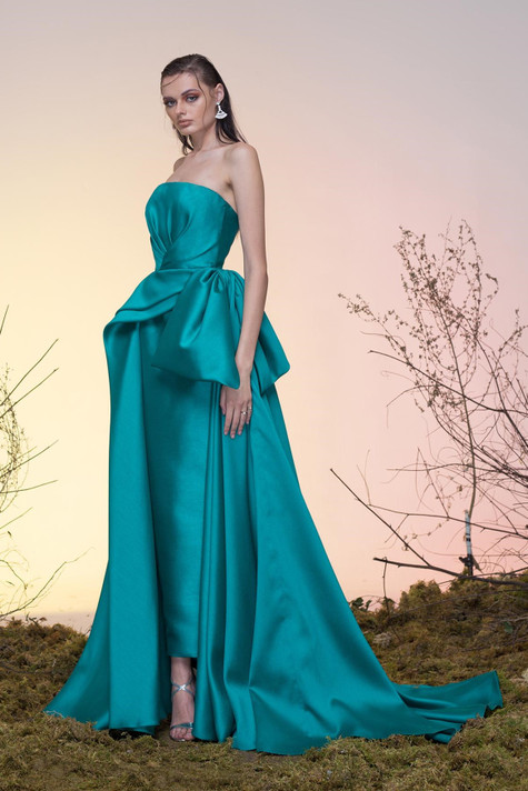 Naeem Kahn Silk Gazar Halter Gown - District 5 Boutique