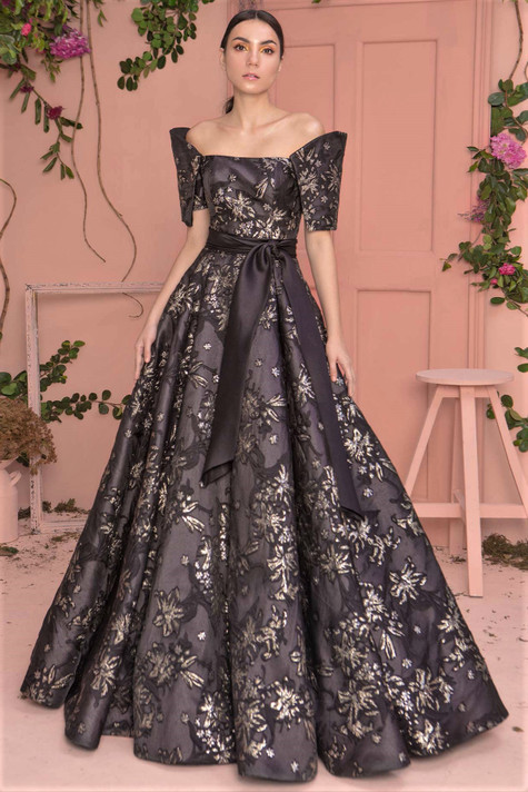 Silk Jacquard Tala Gown