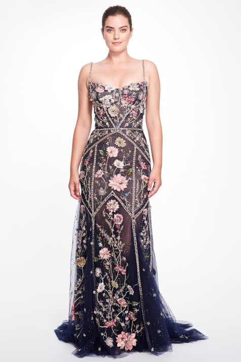 Embellished Floral Gown