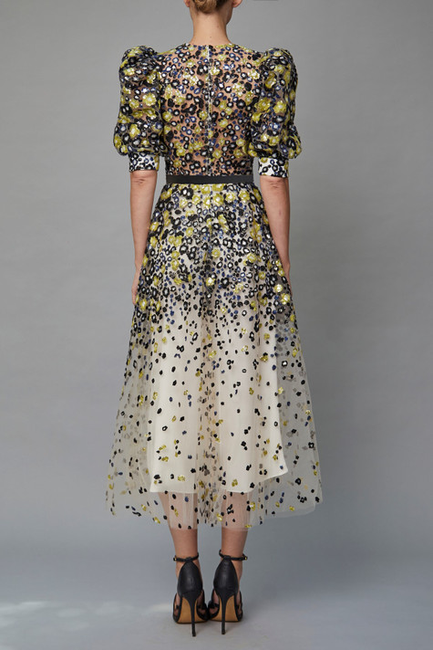 Yarn Embroidered Midi  Dress
